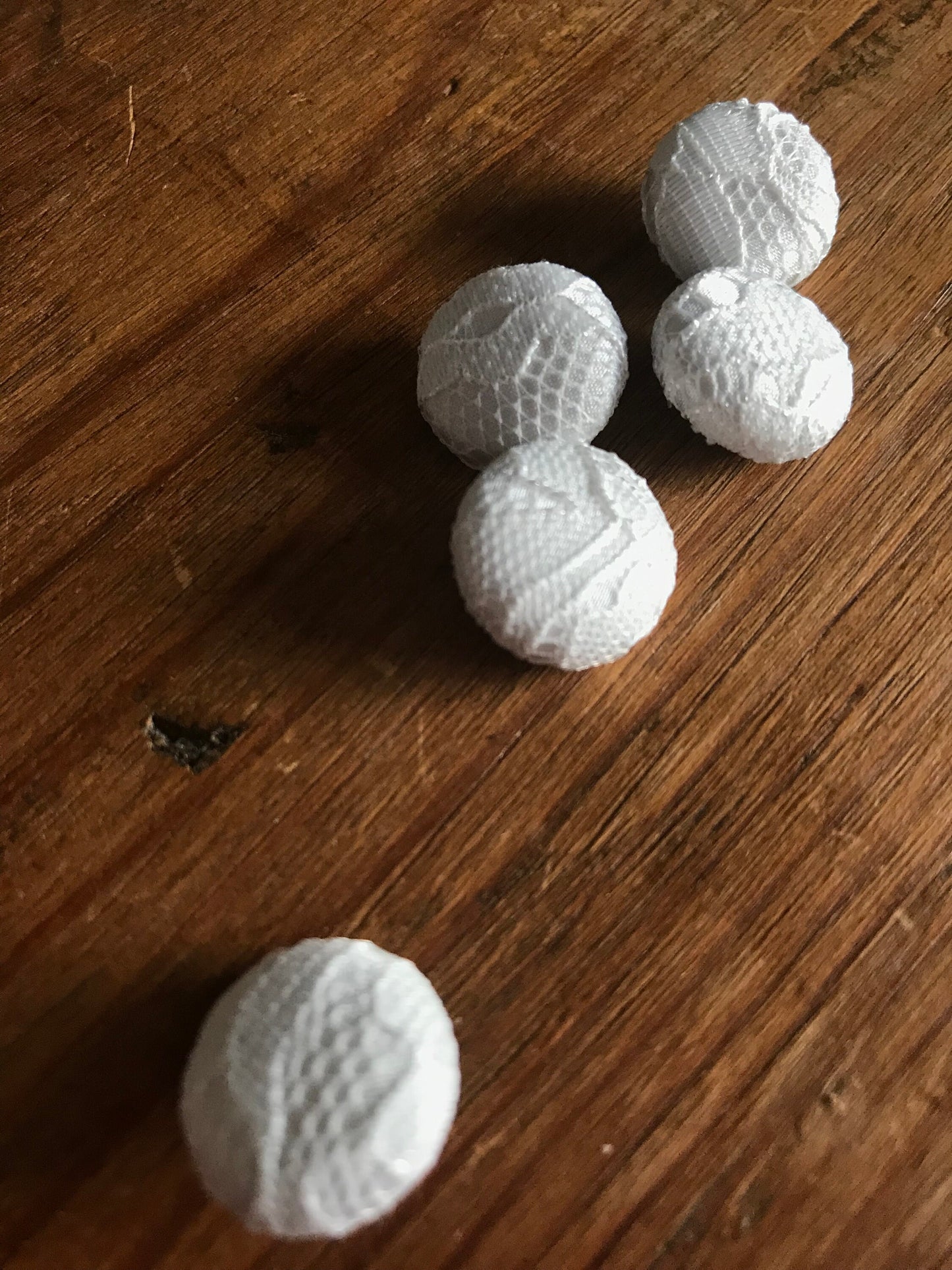 Lace Covered Ivory Silk Satin Buttons Silk Charmeuse Buttons 24L 15mm 5/8"