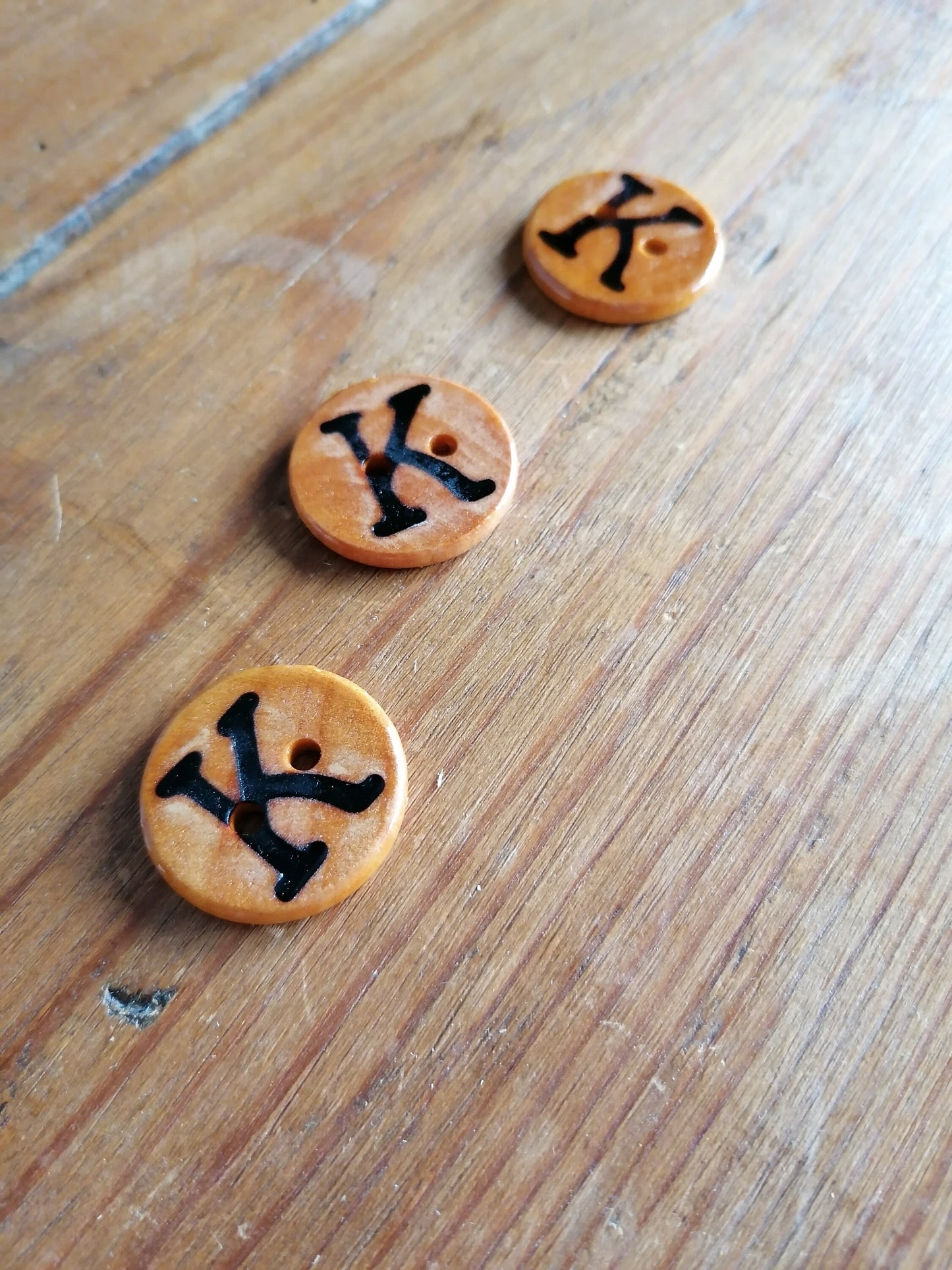 Wooden Letter K Buttons Upper Case Alphabet Capital