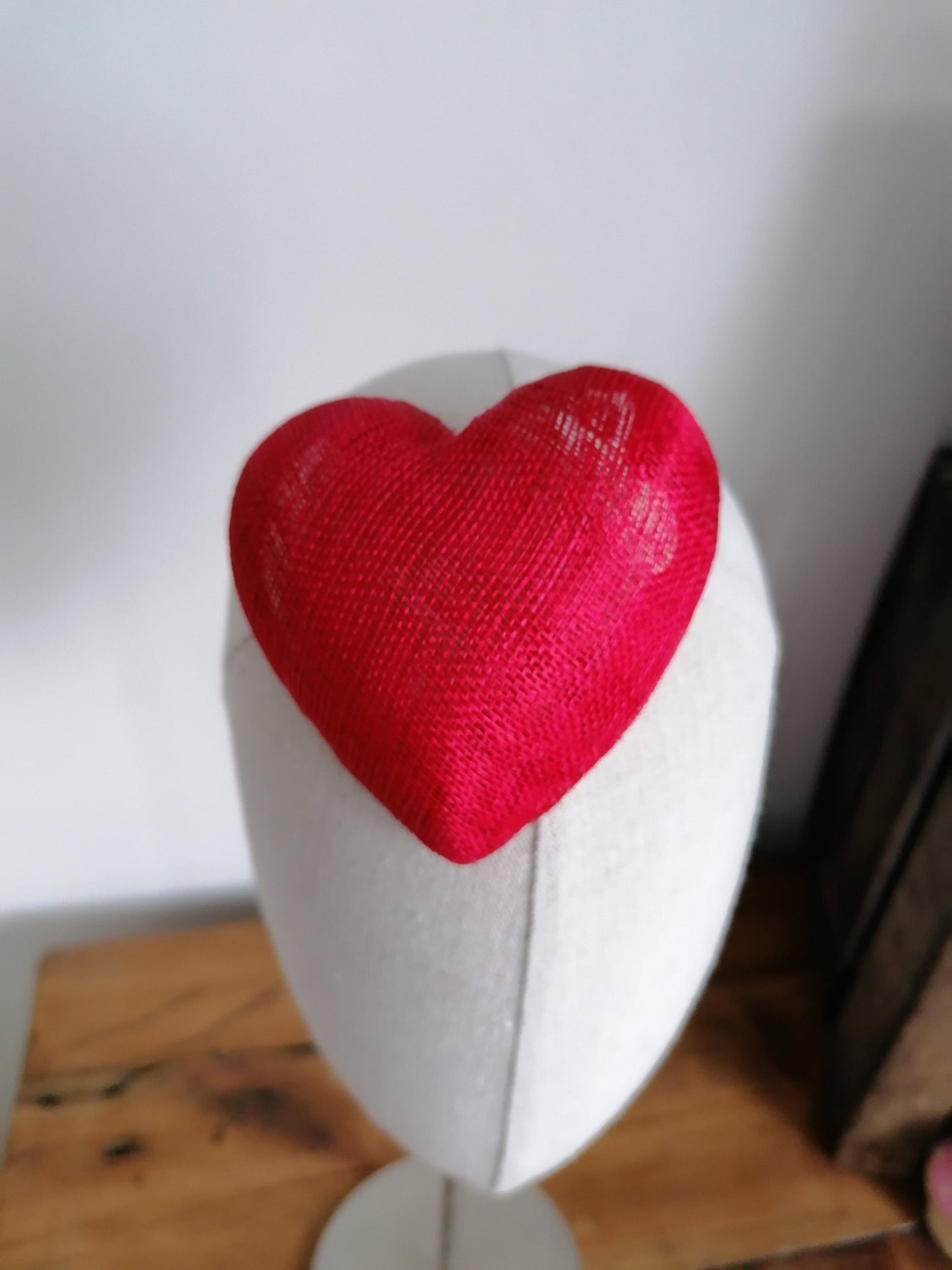 Mini Red Straw Heart Cocktail Hat Sinamay Millinery Fascinator