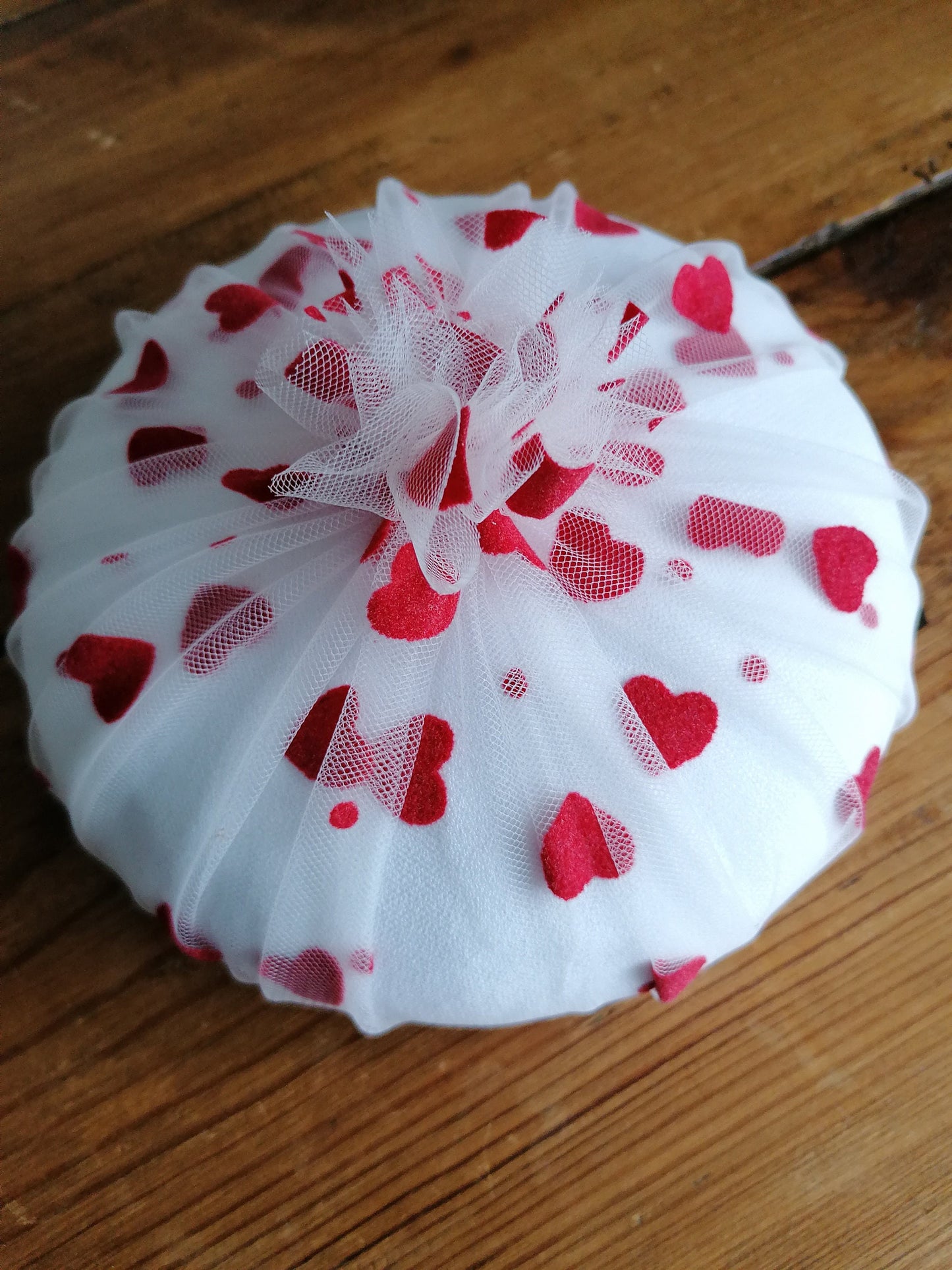 Love Hearts Tulle Cocktail Hat Hand Blocked Mini Hat Millinery Fascinator