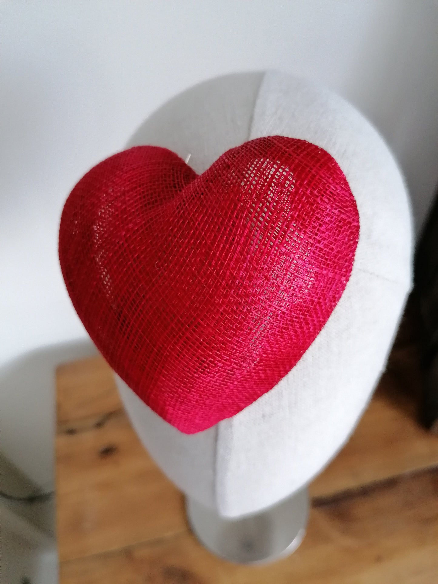 Mini Red Straw Heart Cocktail Hat Sinamay Millinery Fascinator