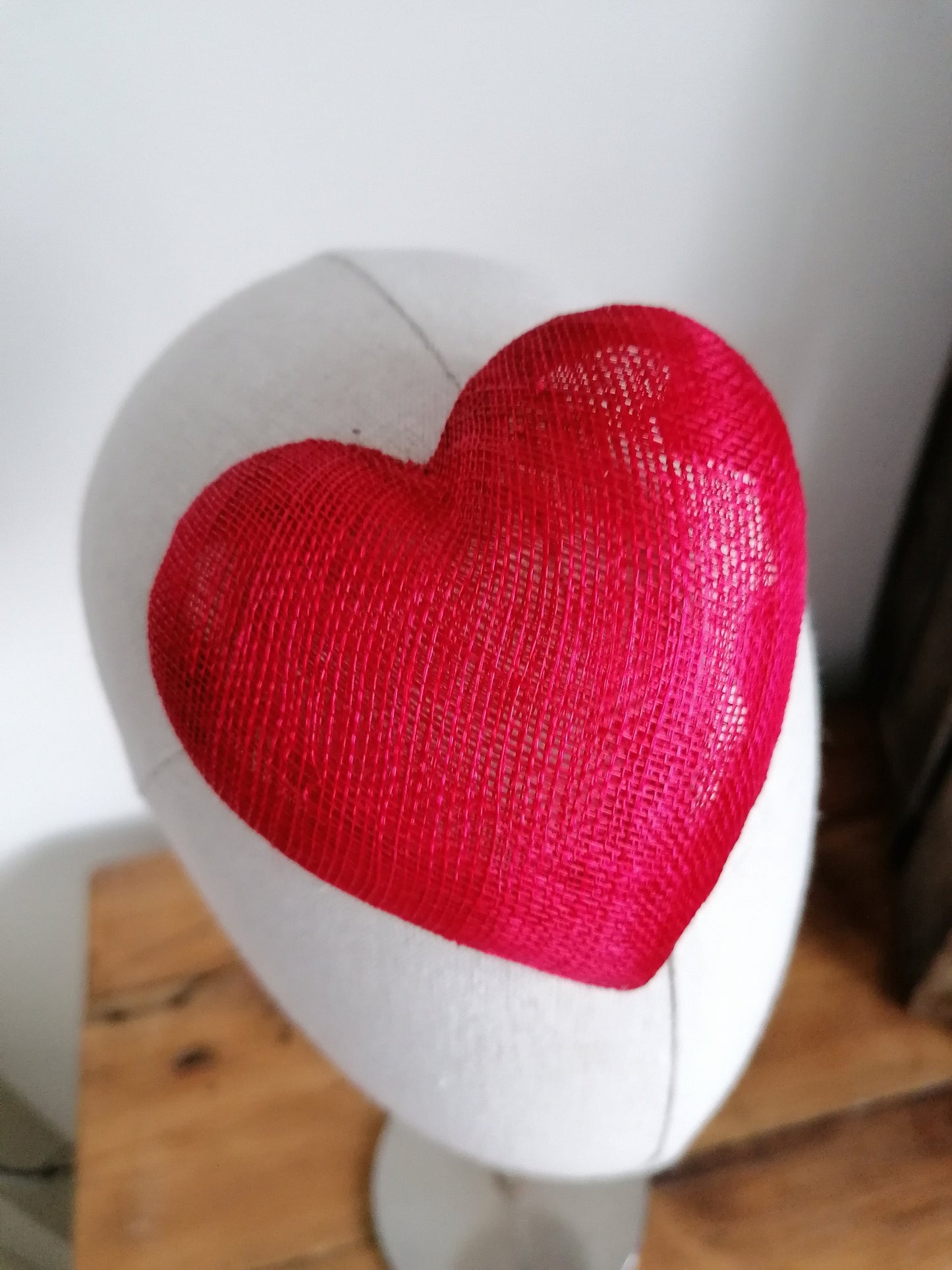 Mini Red Straw Heart Cocktail Hat Sinamay Millinery Fascinator