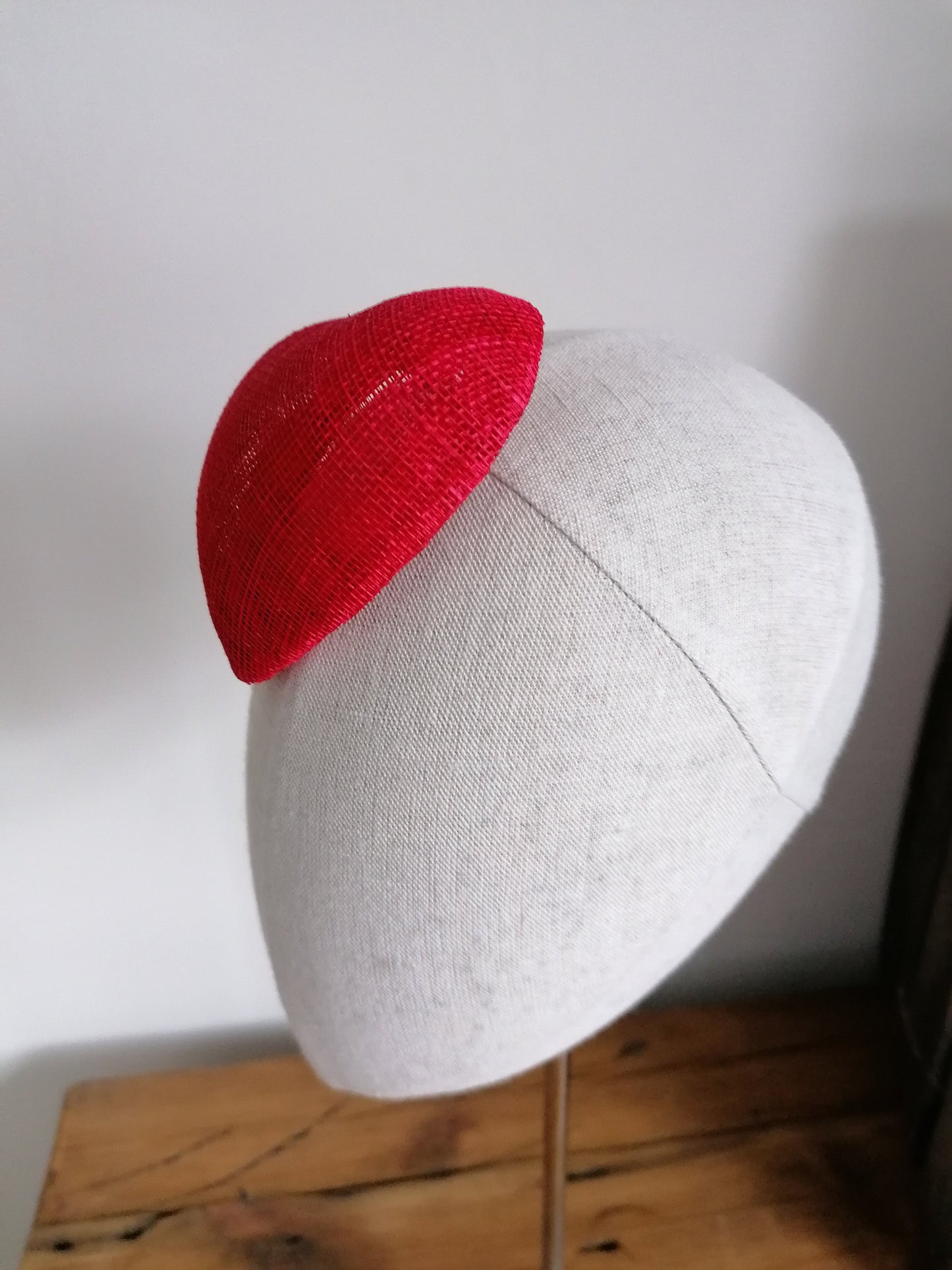 Mini Red Straw Heart Cocktail Hat Sinamay Millinery Fascinator