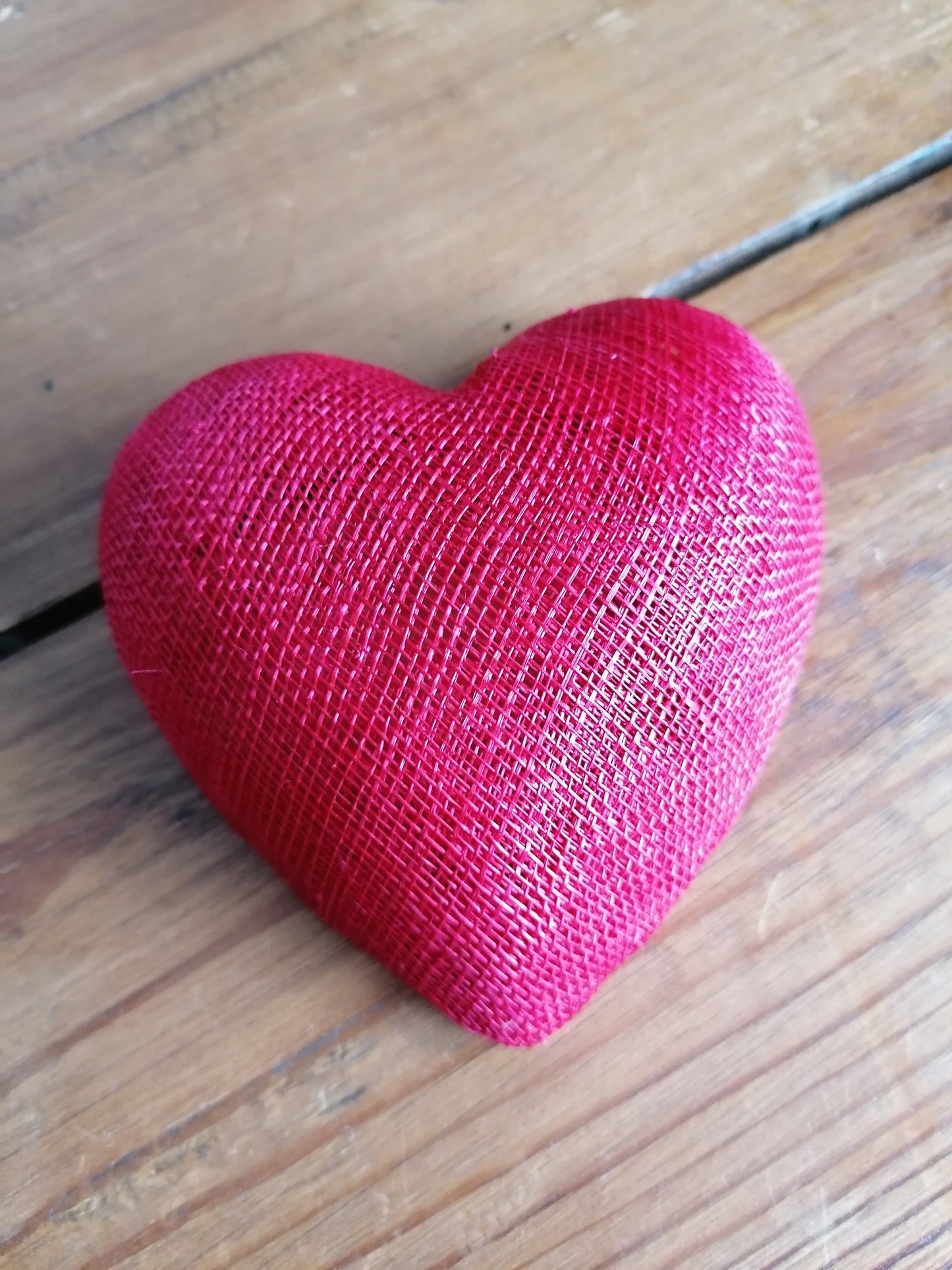 Mini Red Straw Heart Cocktail Hat Sinamay Millinery Fascinator