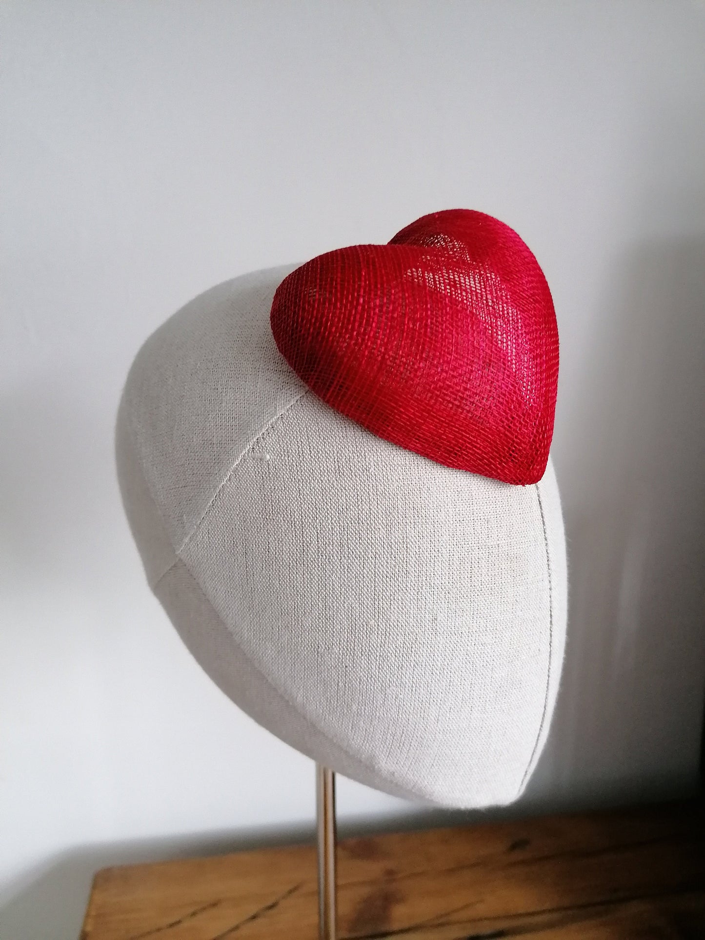 Mini Red Straw Heart Cocktail Hat Sinamay Millinery Fascinator