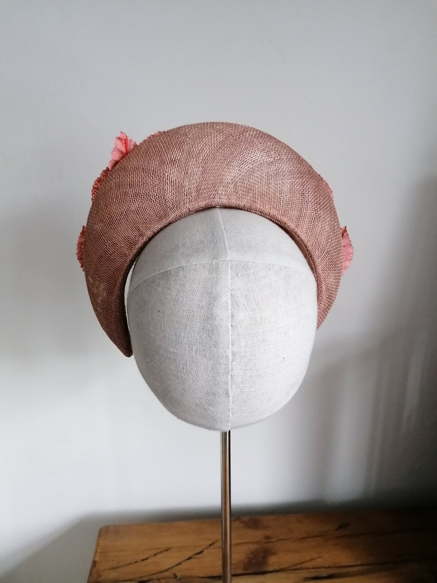 Gilded Leaves Copper Straw Halo Cocktail Hat Sinamay Bandeau Crown Millinery