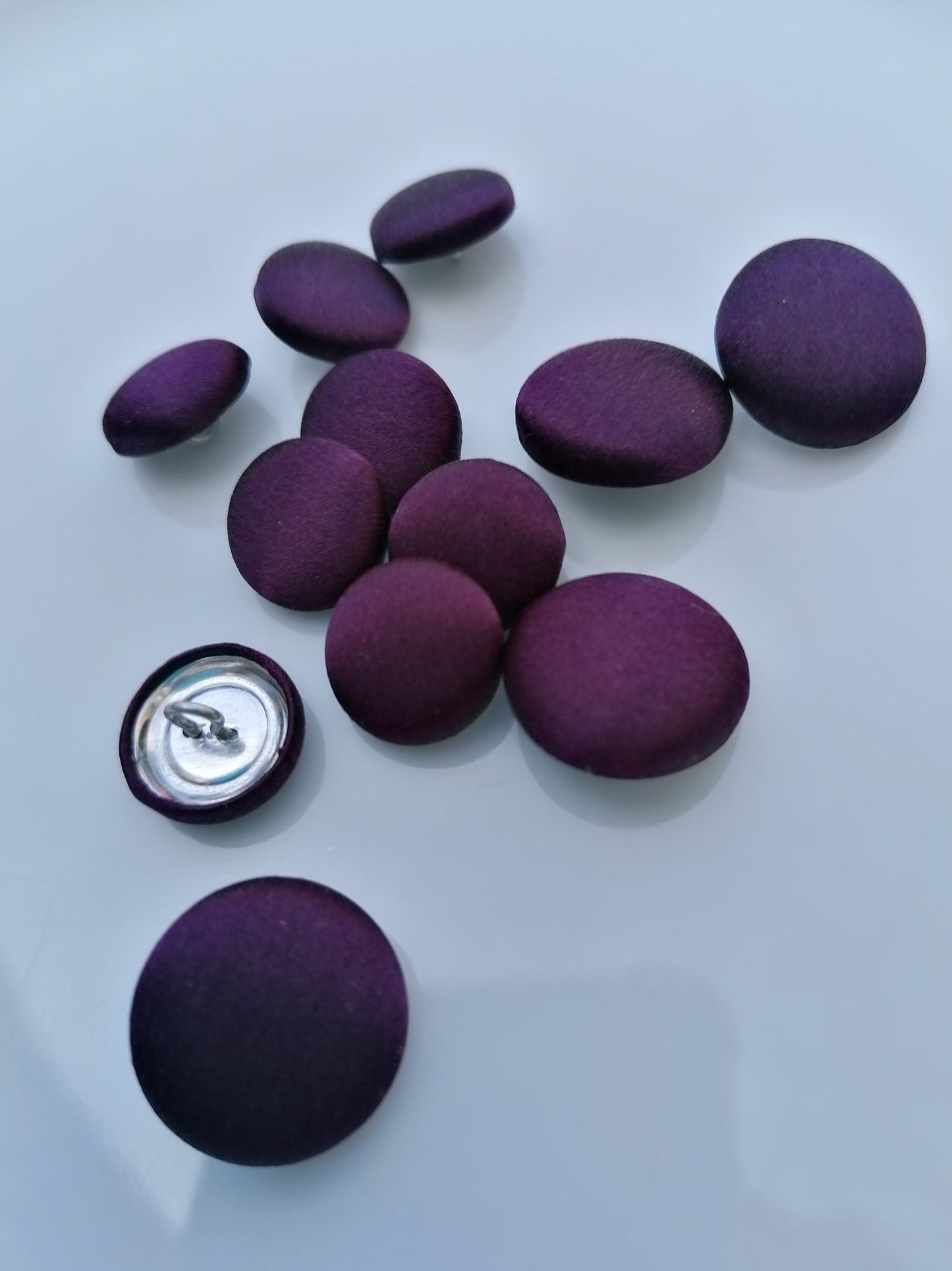 Plum Purple Silk Satin Tuxedo Buttons Silk Charmeuse Mens Suit Jacket and Sleeve Buttons Set