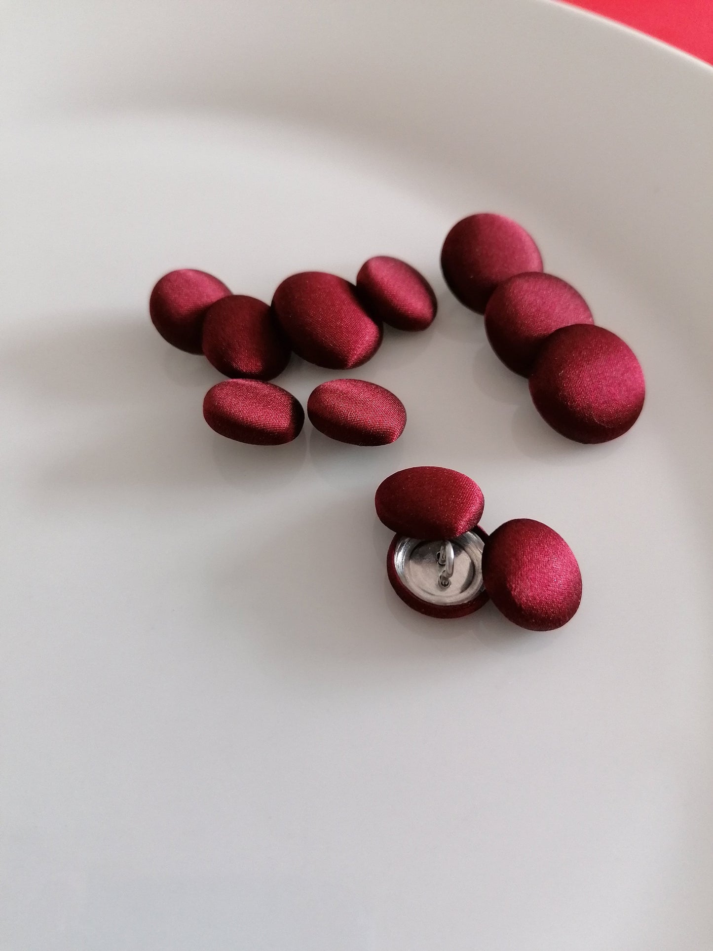 Wine Silk Satin Tuxedo Buttons Silk Charmeuse Mens Suit Jacket and Sleeve Buttons Set