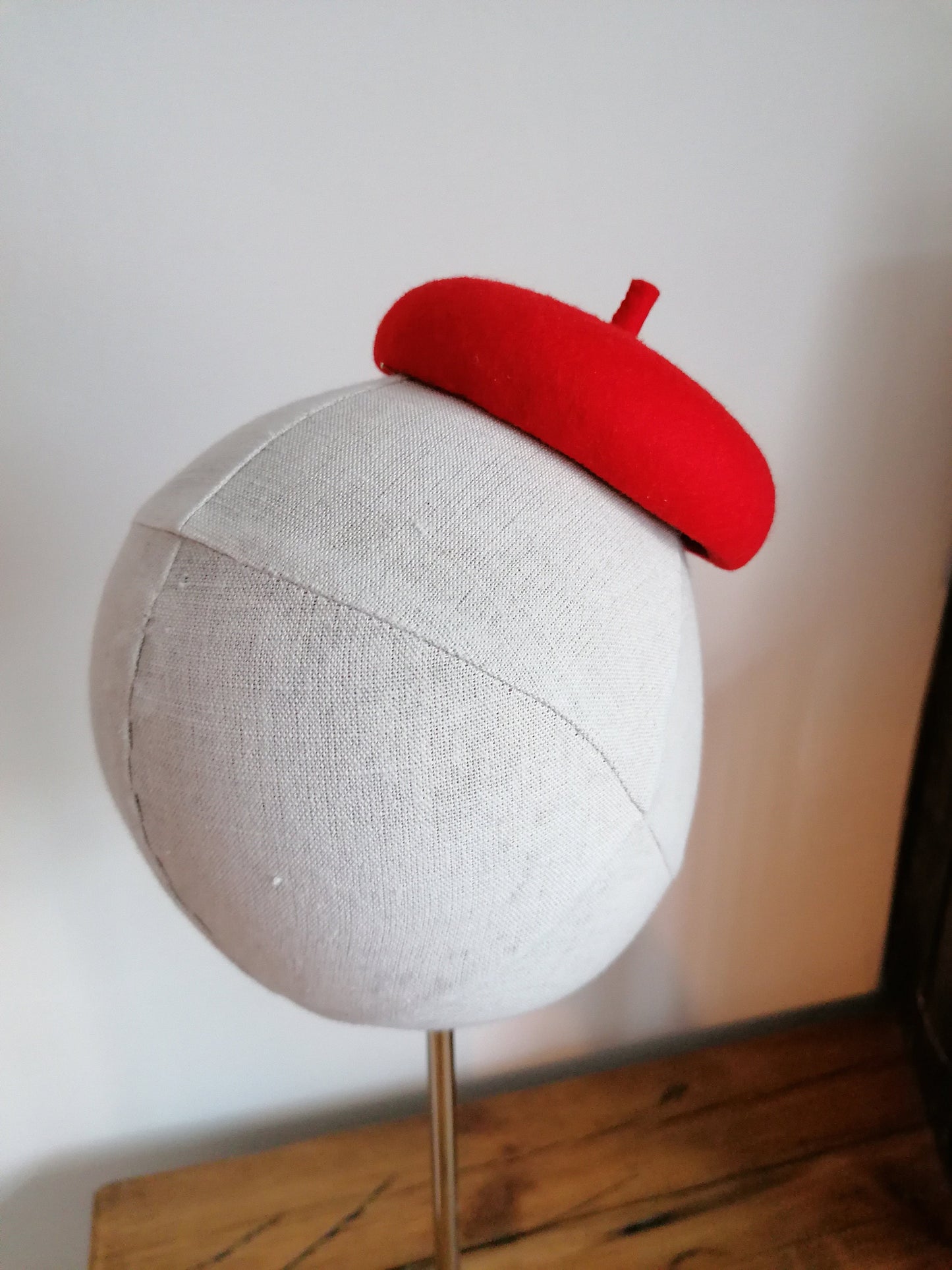 Mini Red French Beret Cocktail Hat 4" Millinery Fascinator