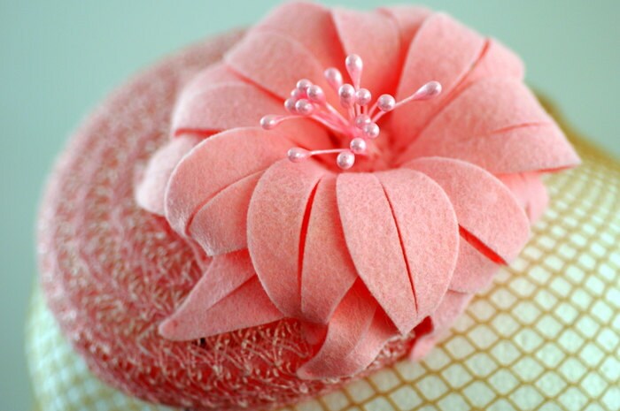 Pink Cocktail Hat Straw Hat Mini Fascinator