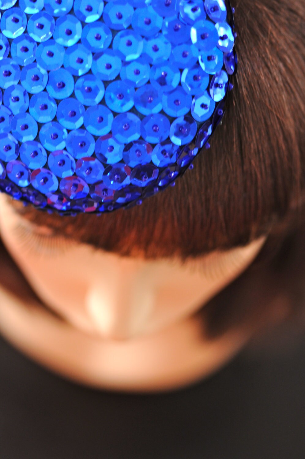 Blue Sequin Cocktail Hat Hand Blocked Fascinator