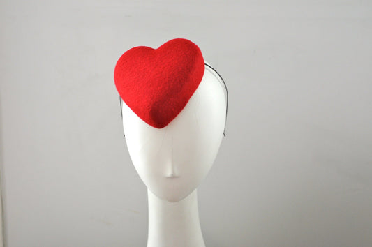 Red Heart Cocktail Hat Fascinator Mini Love Hearts Collection