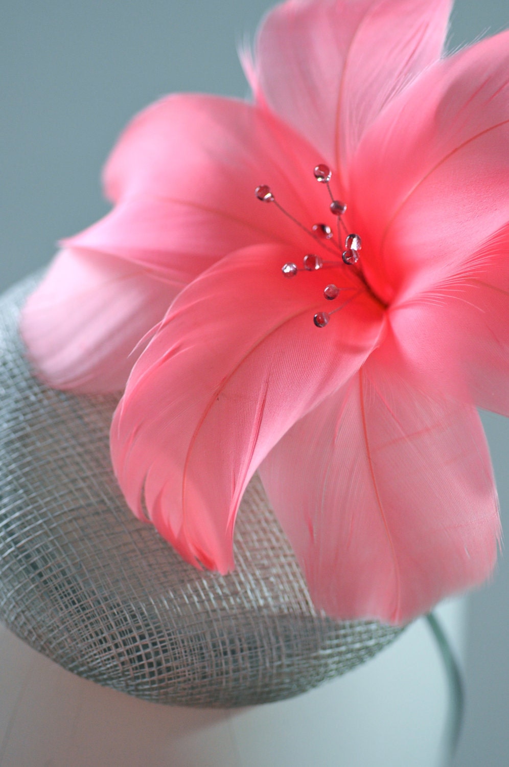Peach Feather Flower Cocktail Hat Mini Hat Millinery Fascinator
