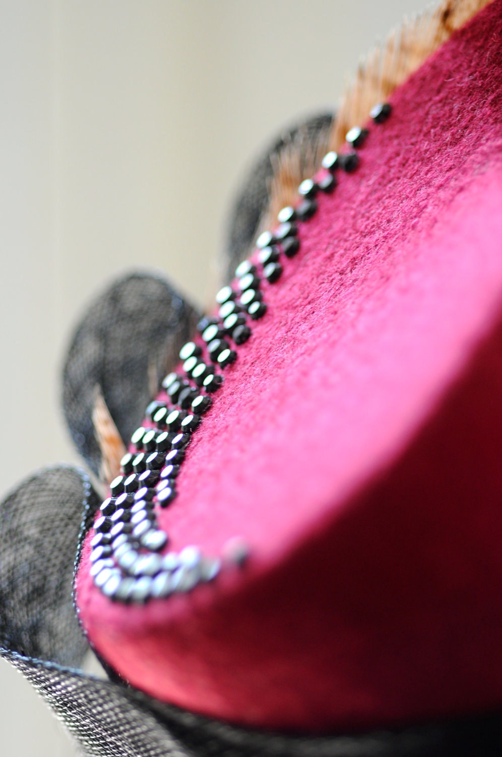 Wine Cocktail Hat Teardrop Fascinator Feather Mini Hat Millinery