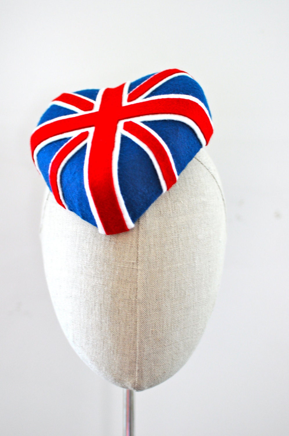 Union Jack Heart Cocktail Hat Fascinator Mini Hat Flag Hat UK GB