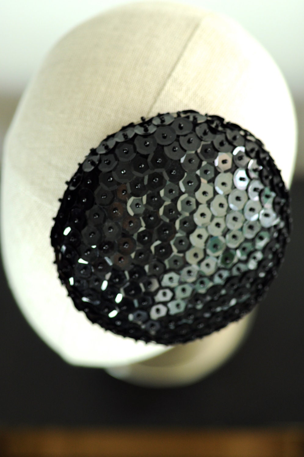 Black Sequined Beret Mini Cocktail Hat Gangsters Moll