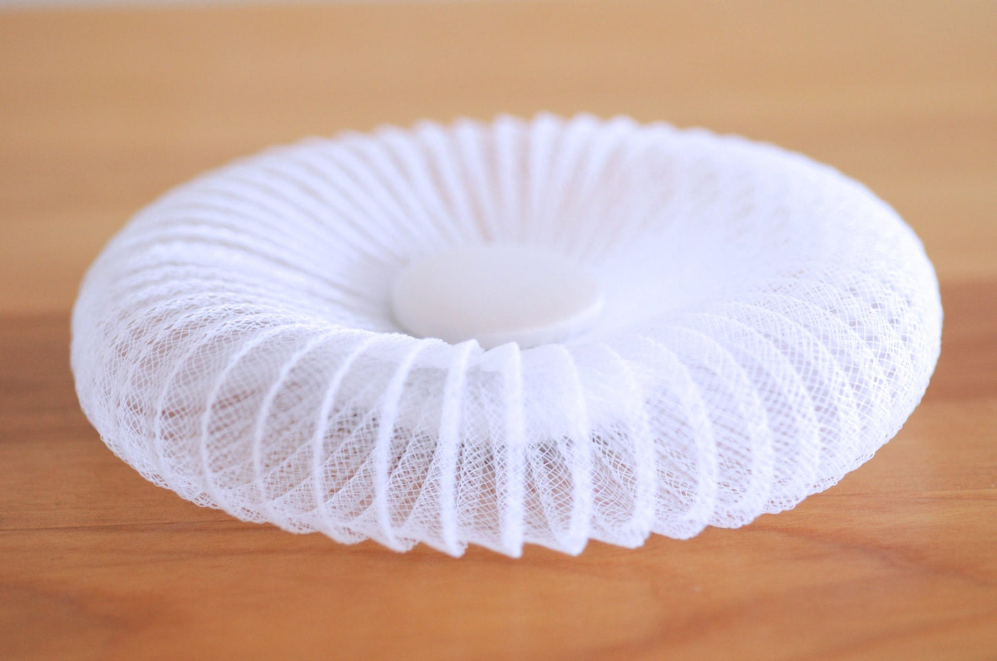 White Bridal Fascinator Pleated Crin Wedding Hat