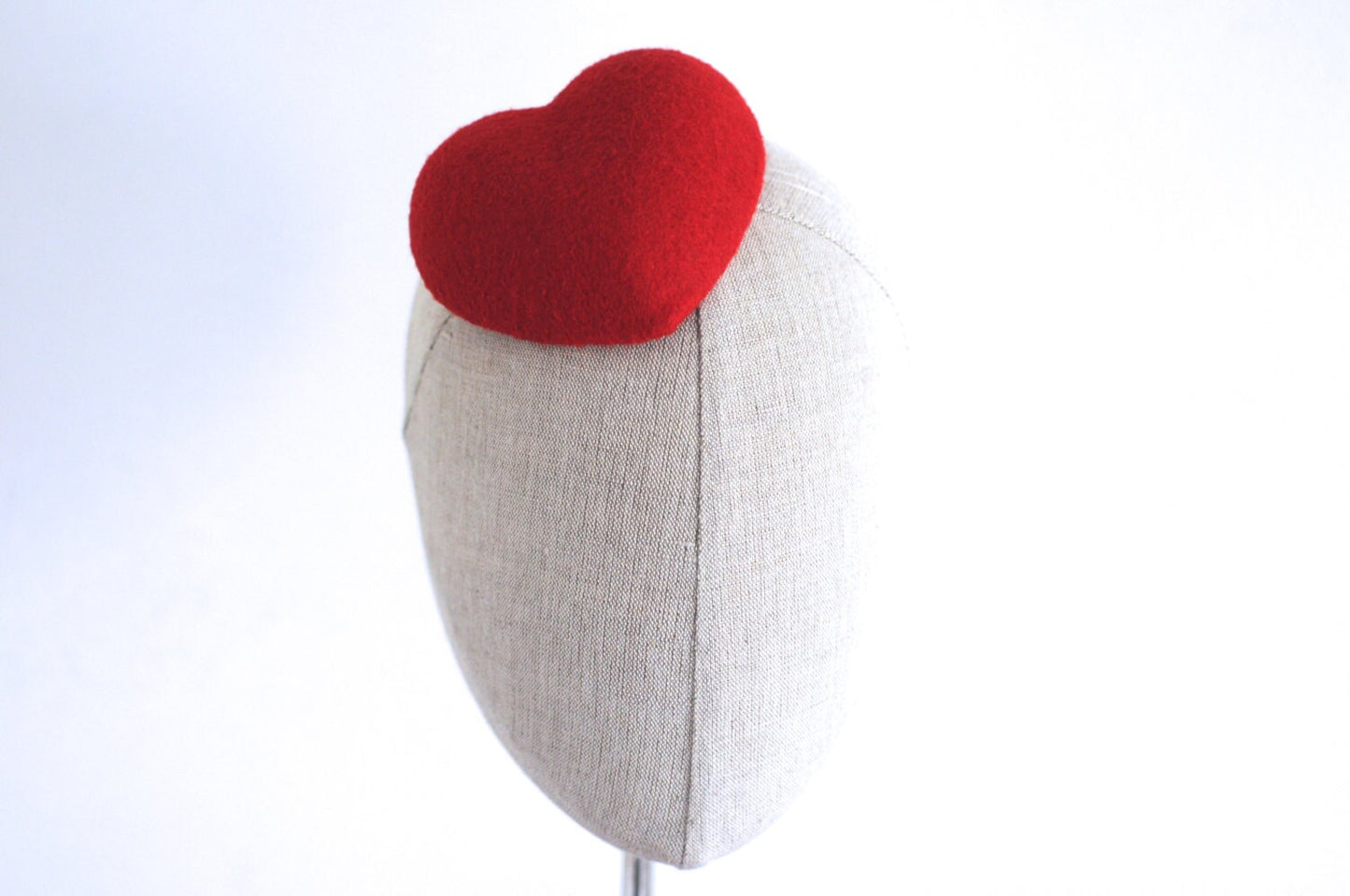 Mini Red Heart Cocktail Hat Fascinator