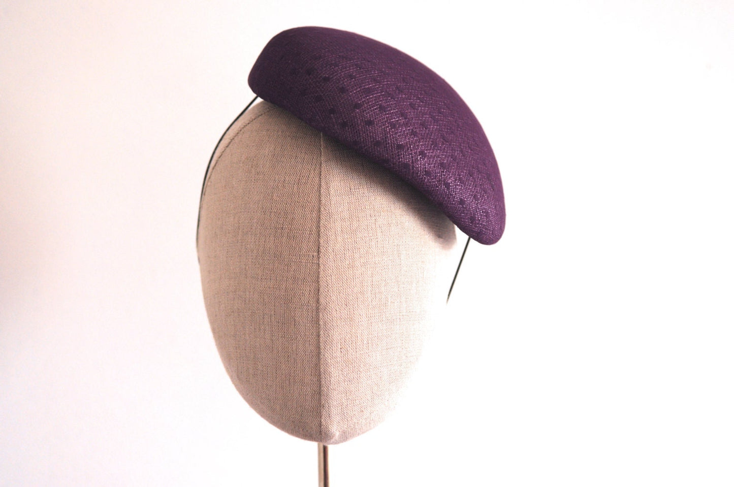 Purple Cocktail Hat Hand Blocked Slouch Beret Millinery