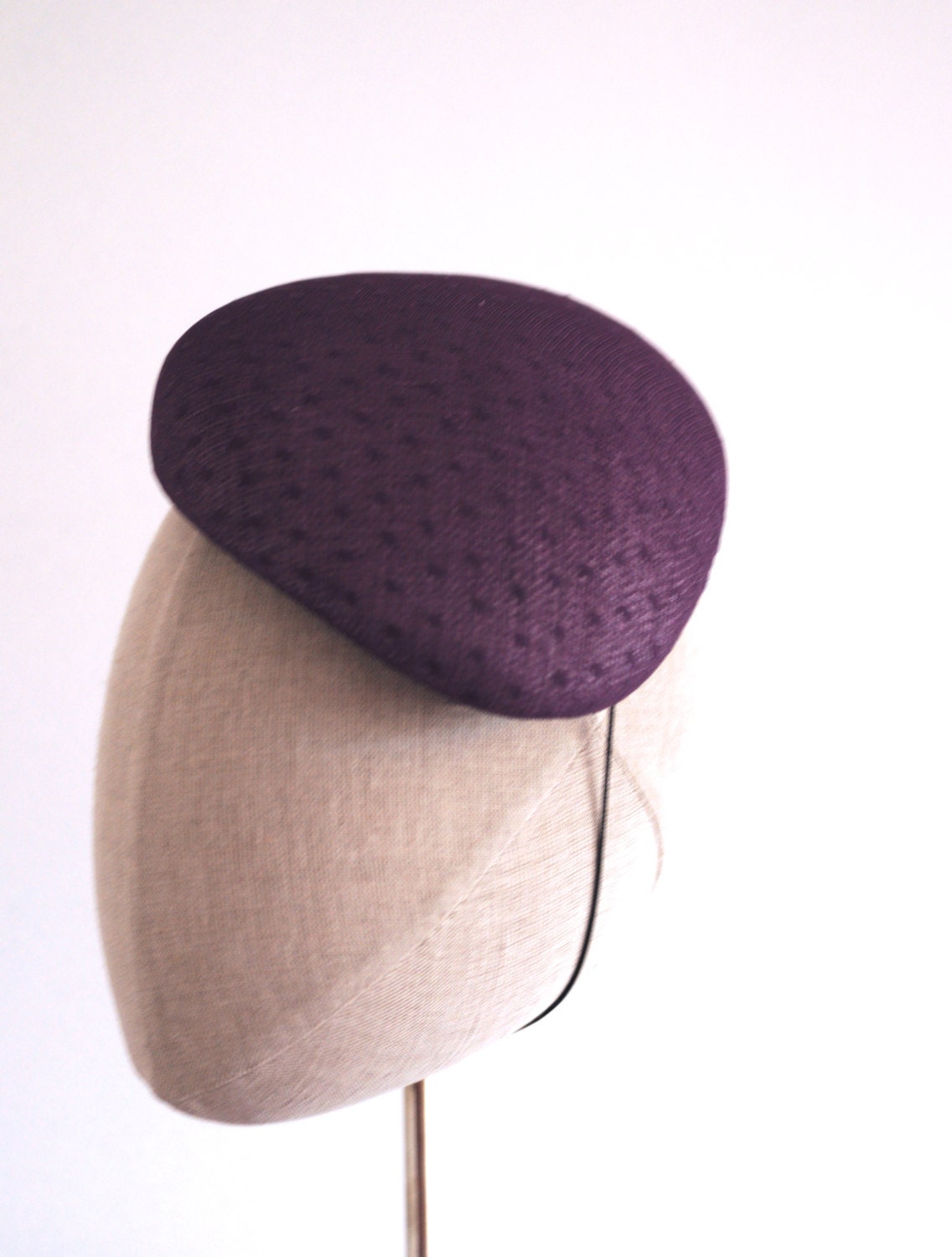 Purple Cocktail Hat Hand Blocked Slouch Beret Millinery