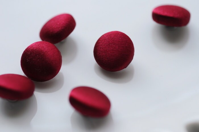 Wine Wedding Dress Buttons Dark Red 100% Silk Satin Bridal Buttons Silk Charmeuse