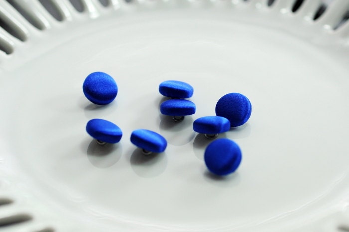 Royal Blue Wedding Dress Buttons 100% Silk Satin Bridal Buttons Silk Charmeuse