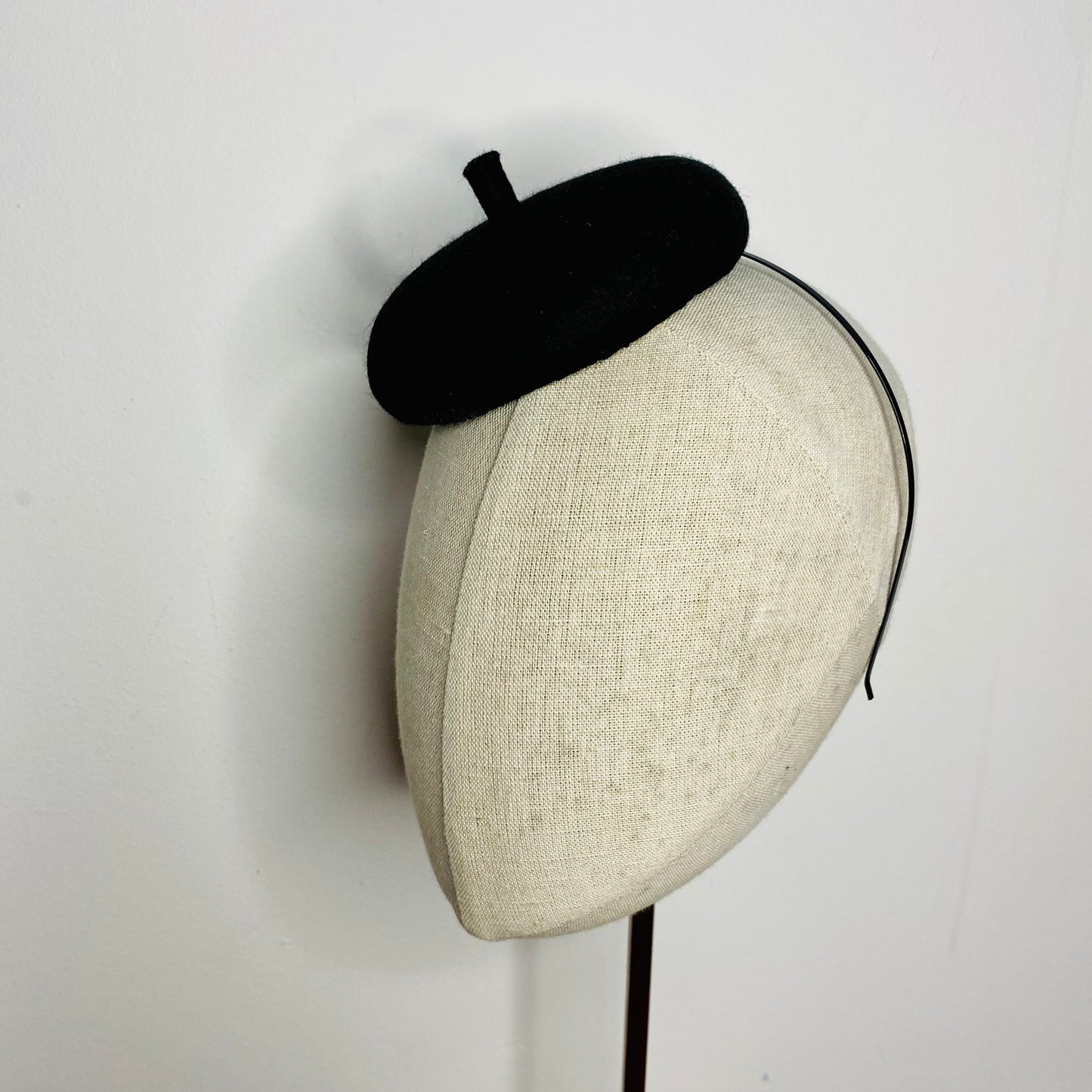 Mini Black French Beret Cocktail Hat 4" Millinery Fascinator