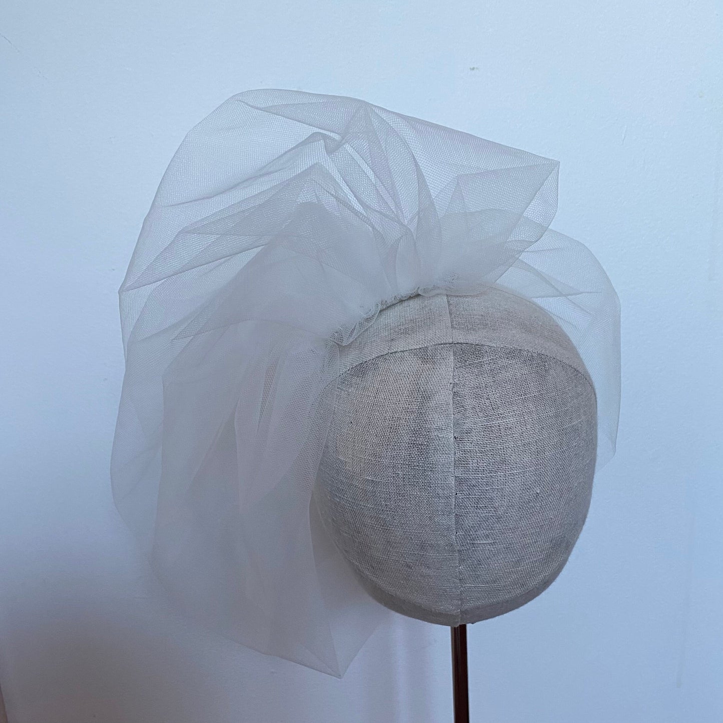 Ivory Illusion Birdcage Veil 18 Inch Tulle Veil Ruche Back Blusher Veil