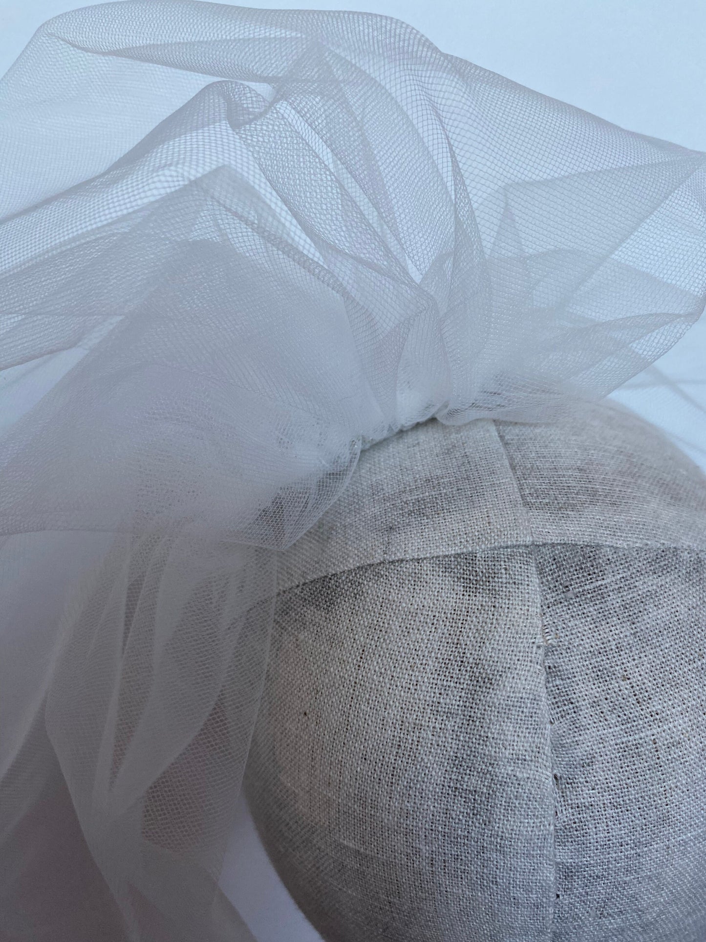Ivory Illusion Birdcage Veil 18 Inch Tulle Veil Ruche Back Blusher Veil
