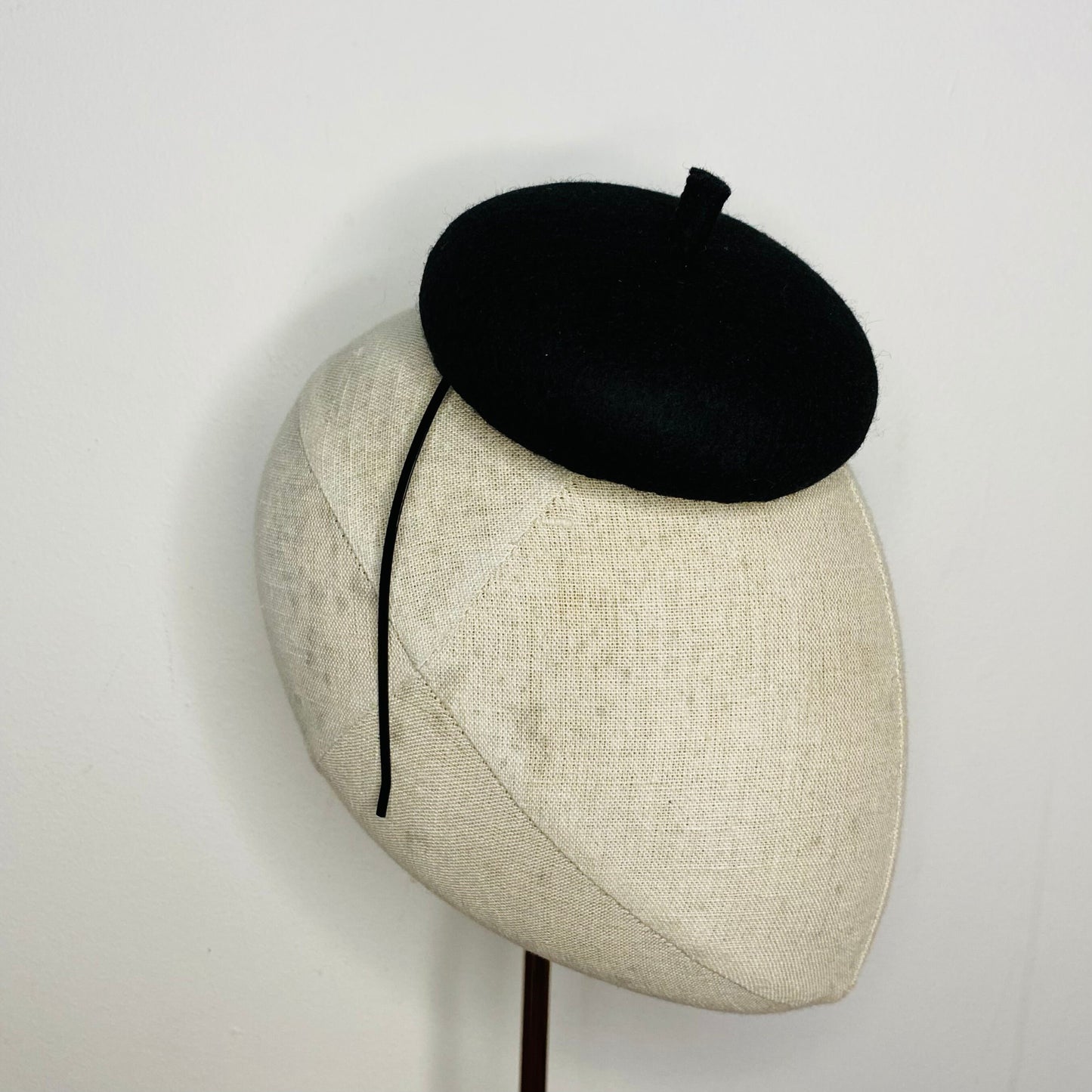 Mini Black French Beret Cocktail Hat 4" Millinery Fascinator