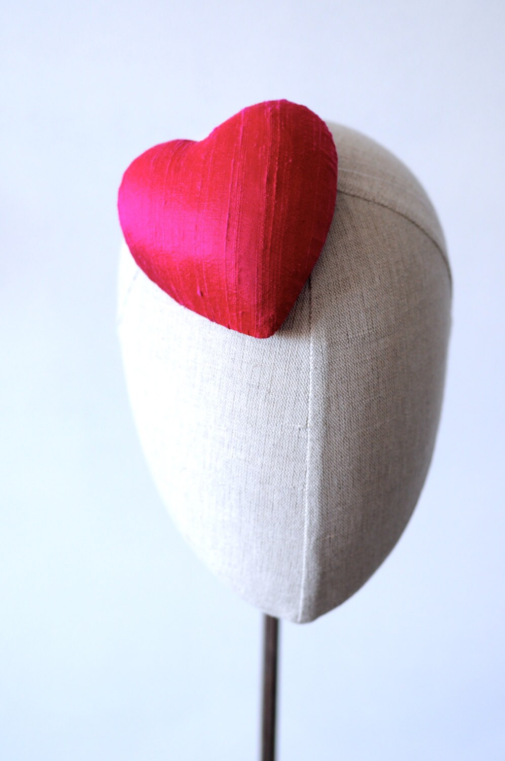 Mini Hot Pink Silk Heart Cocktail Hat Millinery Fascinator