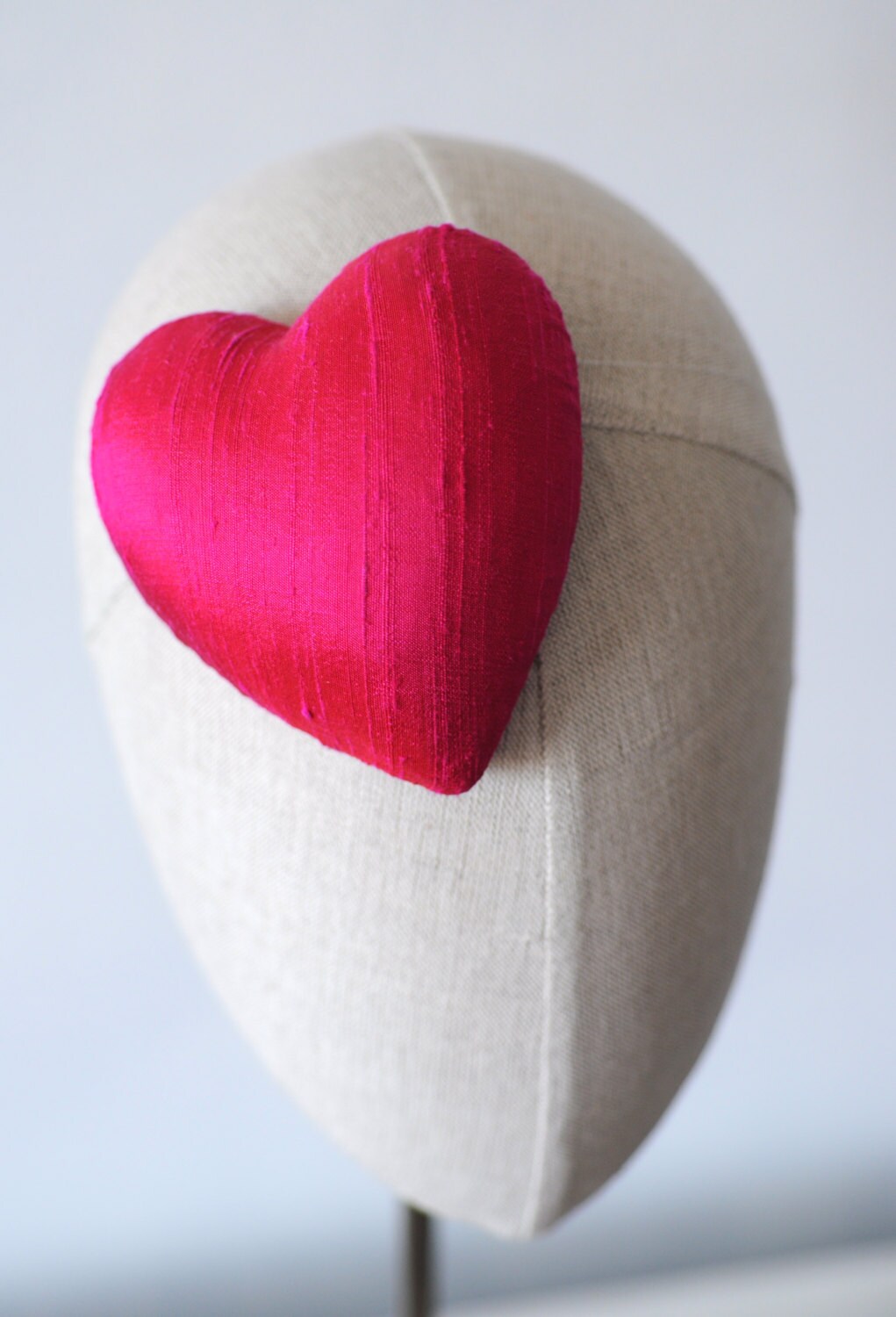 Mini Hot Pink Silk Heart Cocktail Hat Millinery Fascinator