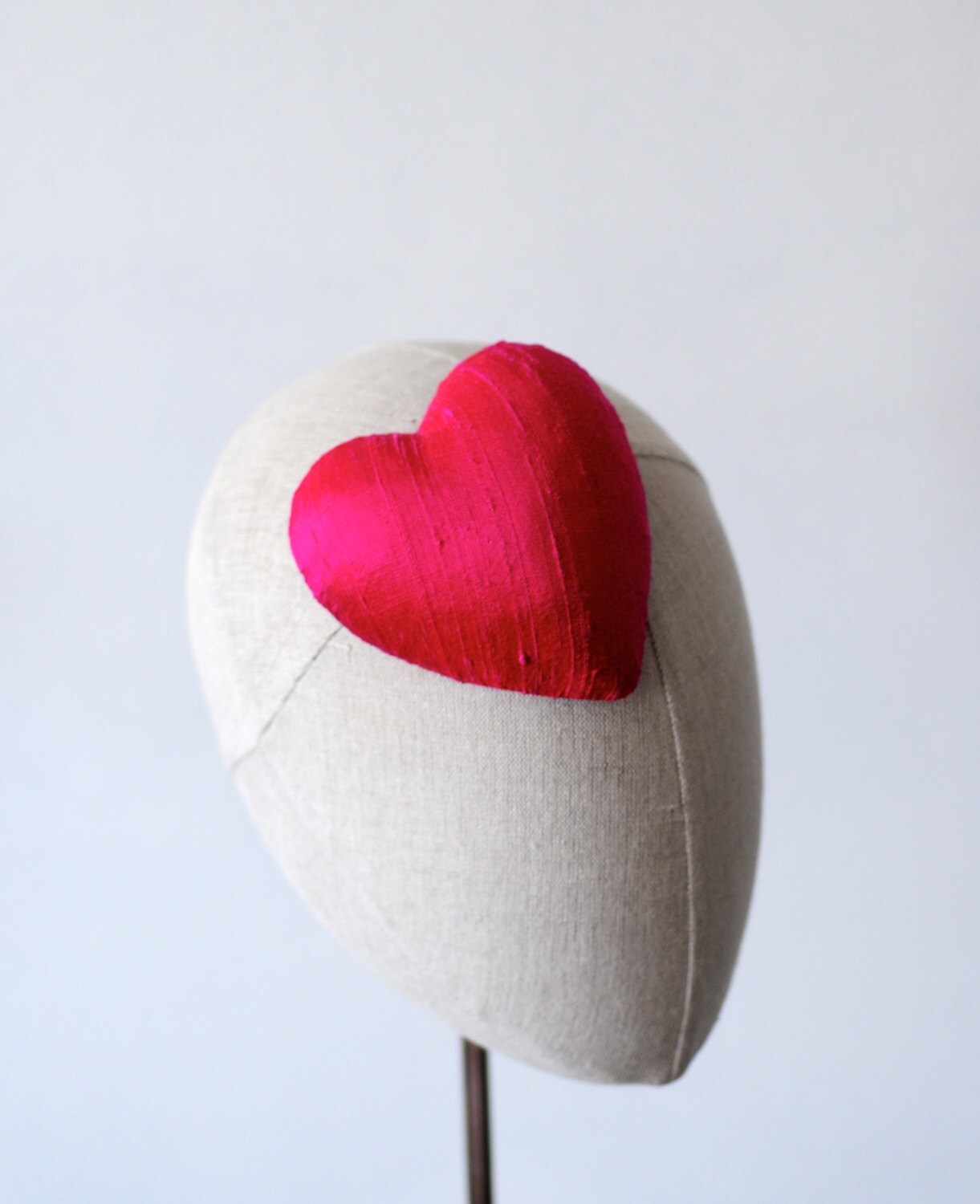 Mini Hot Pink Silk Heart Cocktail Hat Millinery Fascinator