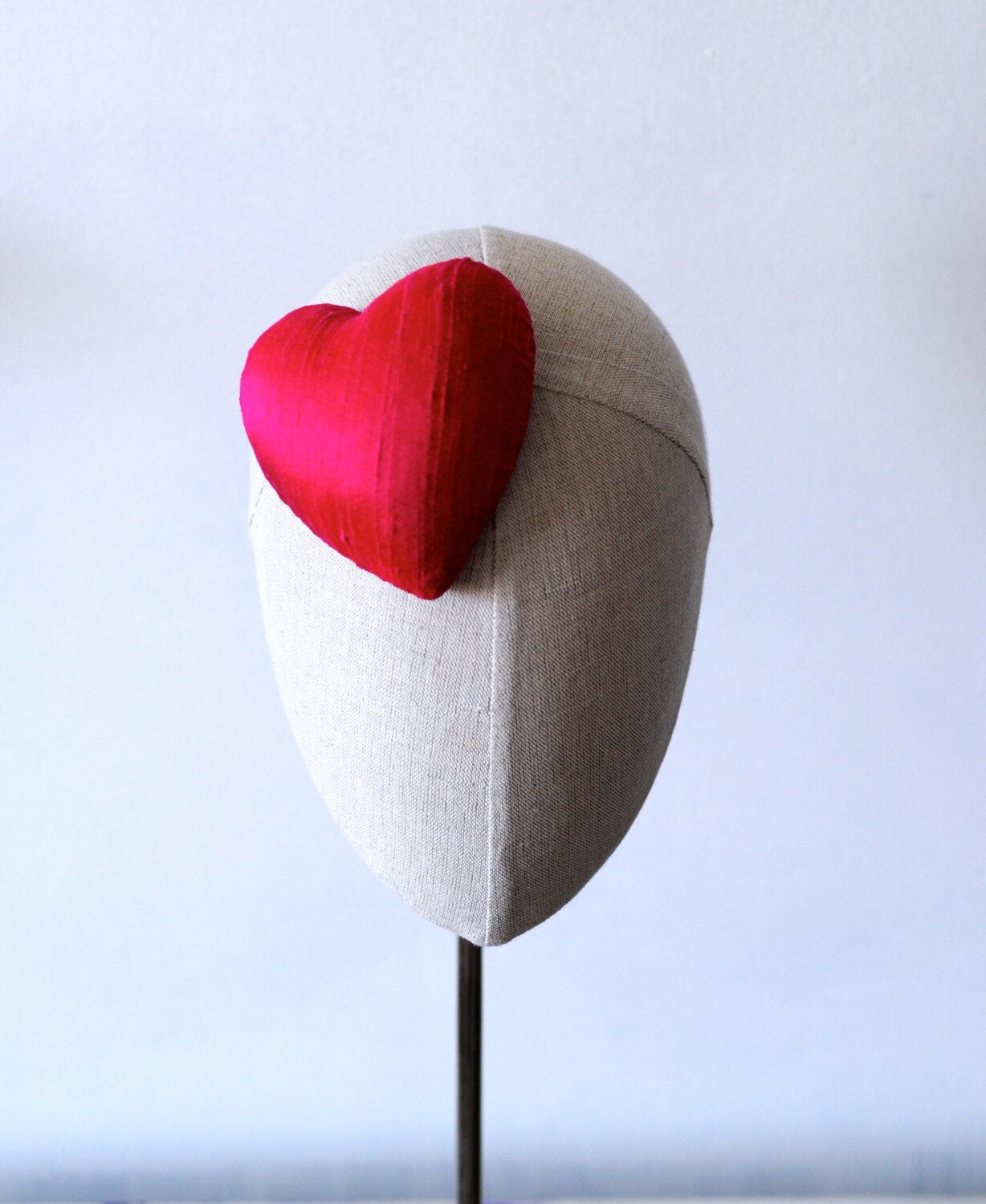 Mini Hot Pink Silk Heart Cocktail Hat Millinery Fascinator