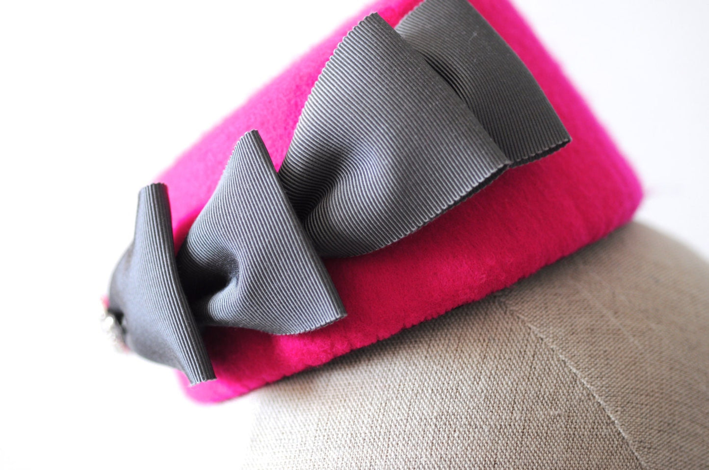 Hot Pink Cocktail Hat Hand Blocked Sloped Percher Hat Asymmetrical Fascinator