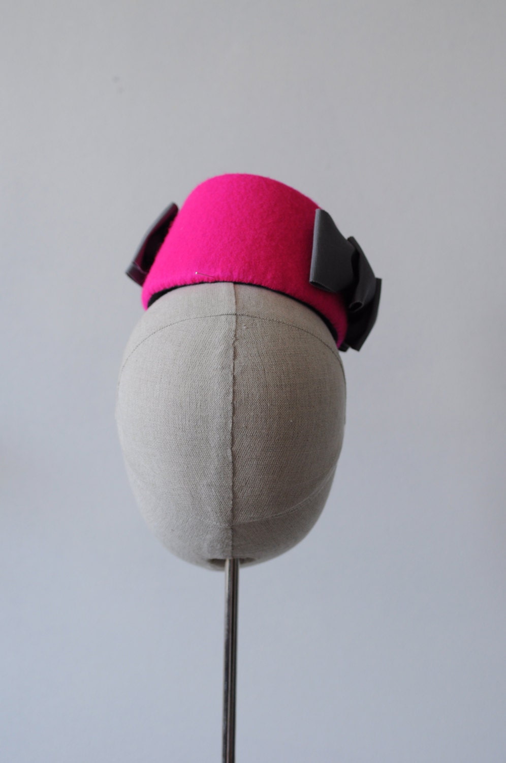 Hot Pink Cocktail Hat Hand Blocked Sloped Percher Hat Asymmetrical Fascinator