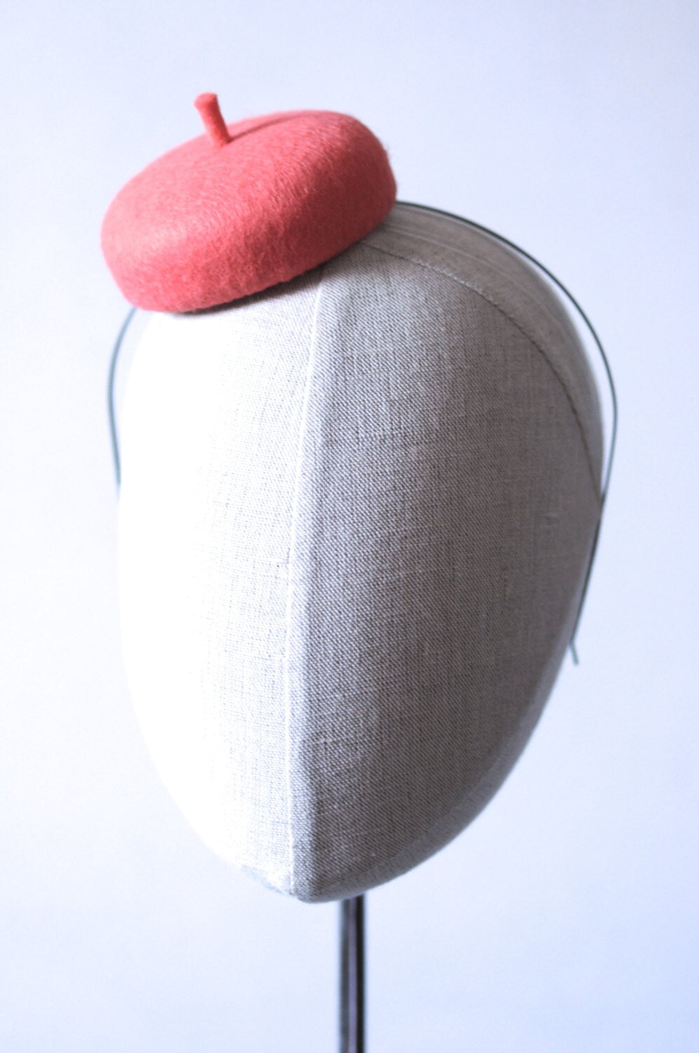 Mini Salmon Pink French Beret Cocktail Hat Fascinator