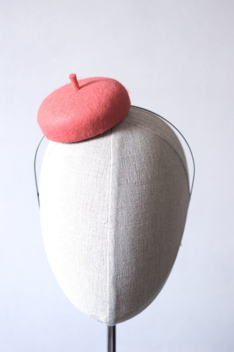 Mini Salmon Pink French Beret Cocktail Hat Fascinator