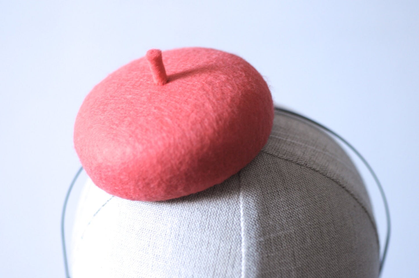 Mini Salmon Pink French Beret Cocktail Hat Fascinator