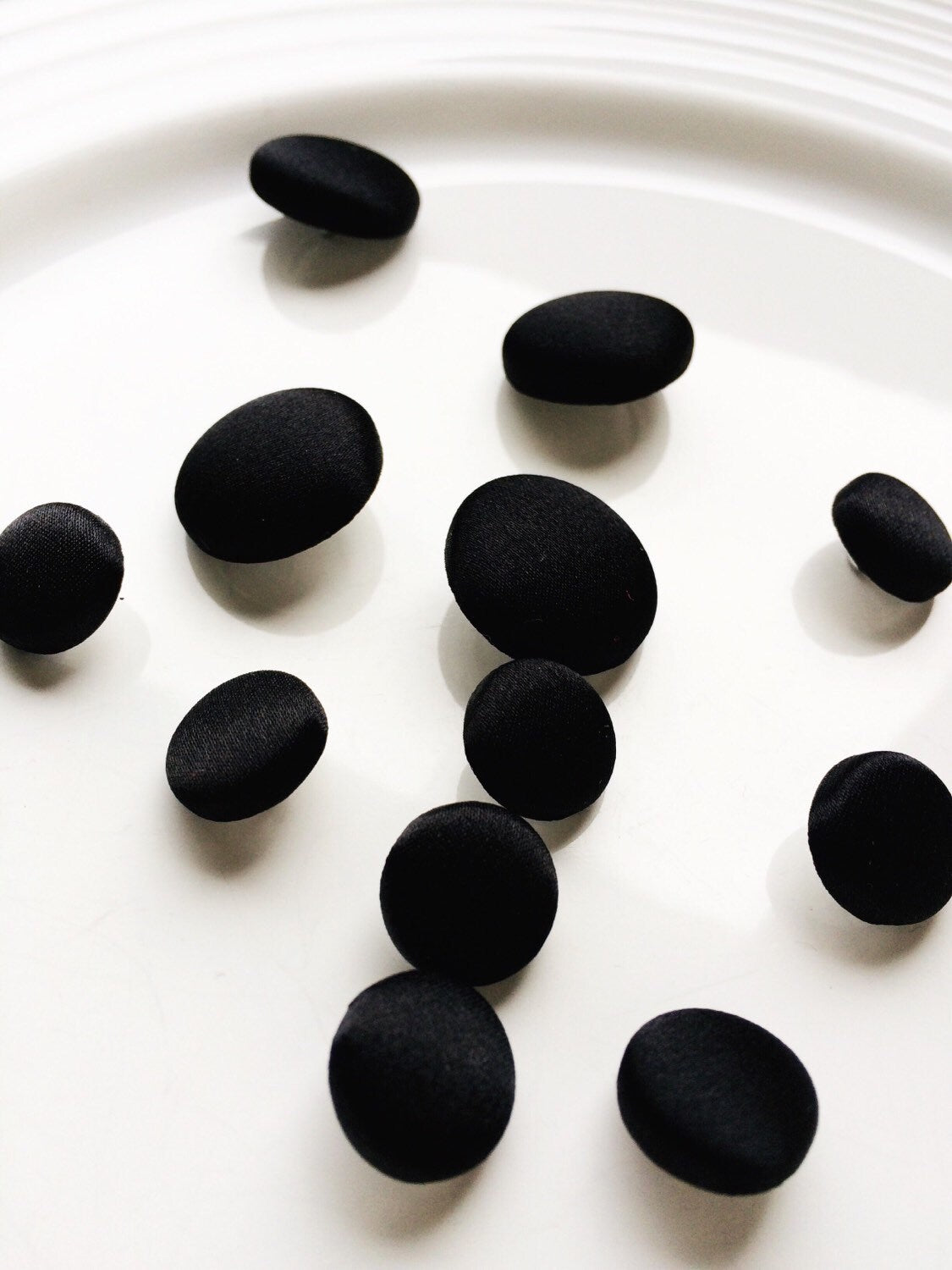 Black Silk Satin Tuxedo Buttons 100% Silk Charmeuse Mens Suit Jacket and Sleeve Buttons Set