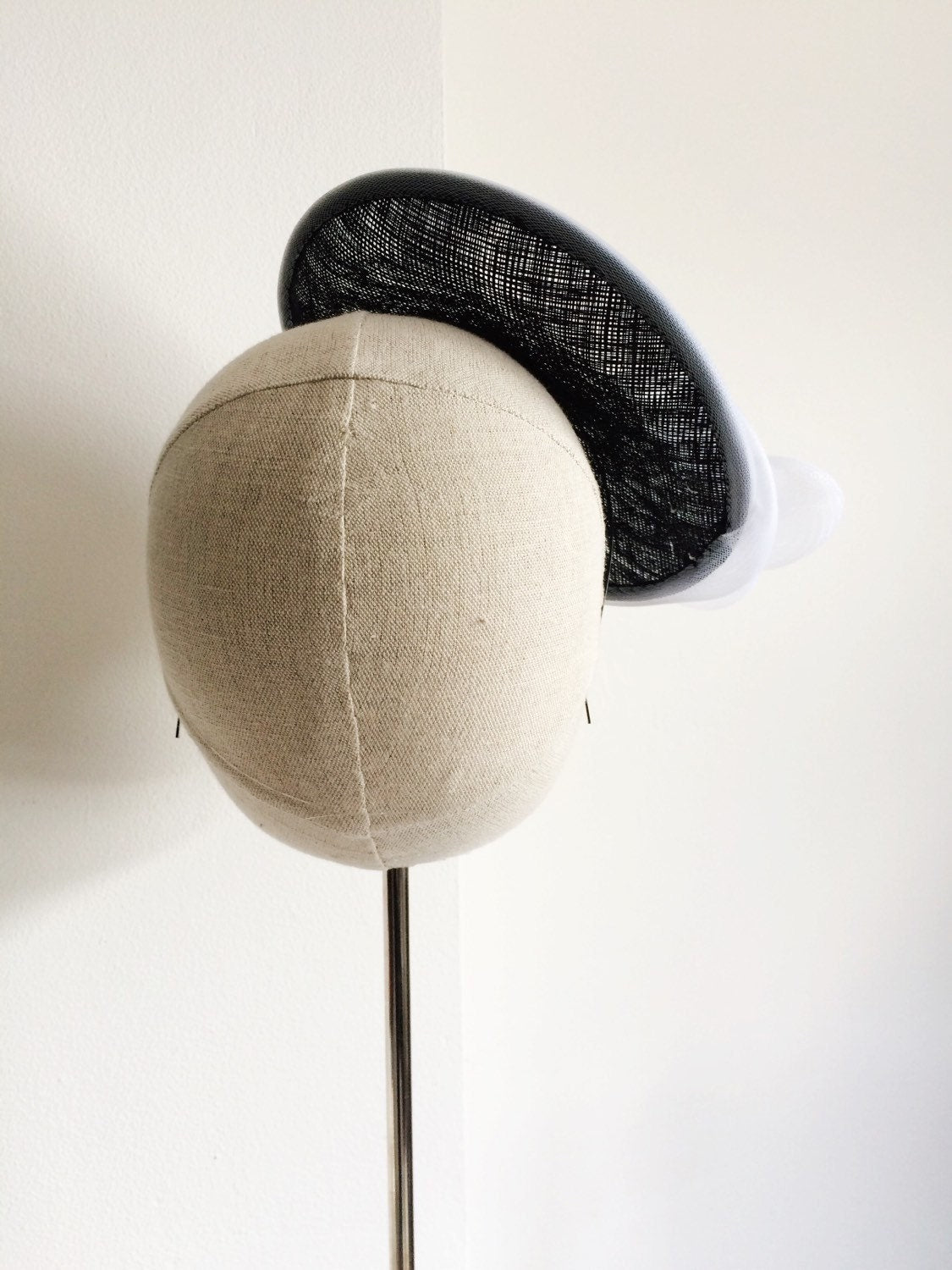 Navy and White Saucer Cocktail Hat Millinery