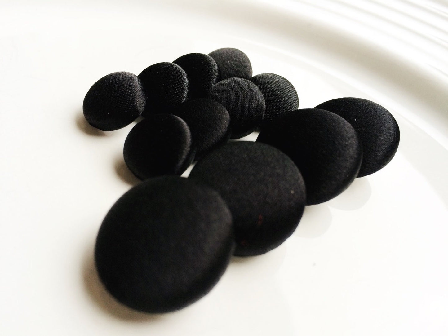 Black Silk Satin Tuxedo Buttons 100% Silk Charmeuse Mens Suit Jacket and Sleeve Buttons Set